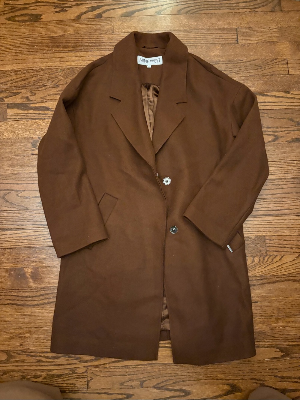 Nine West Women's Brown Wool-Blend Pea Coat